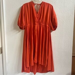 Wrangler Retro orange high low boho baby doll dress